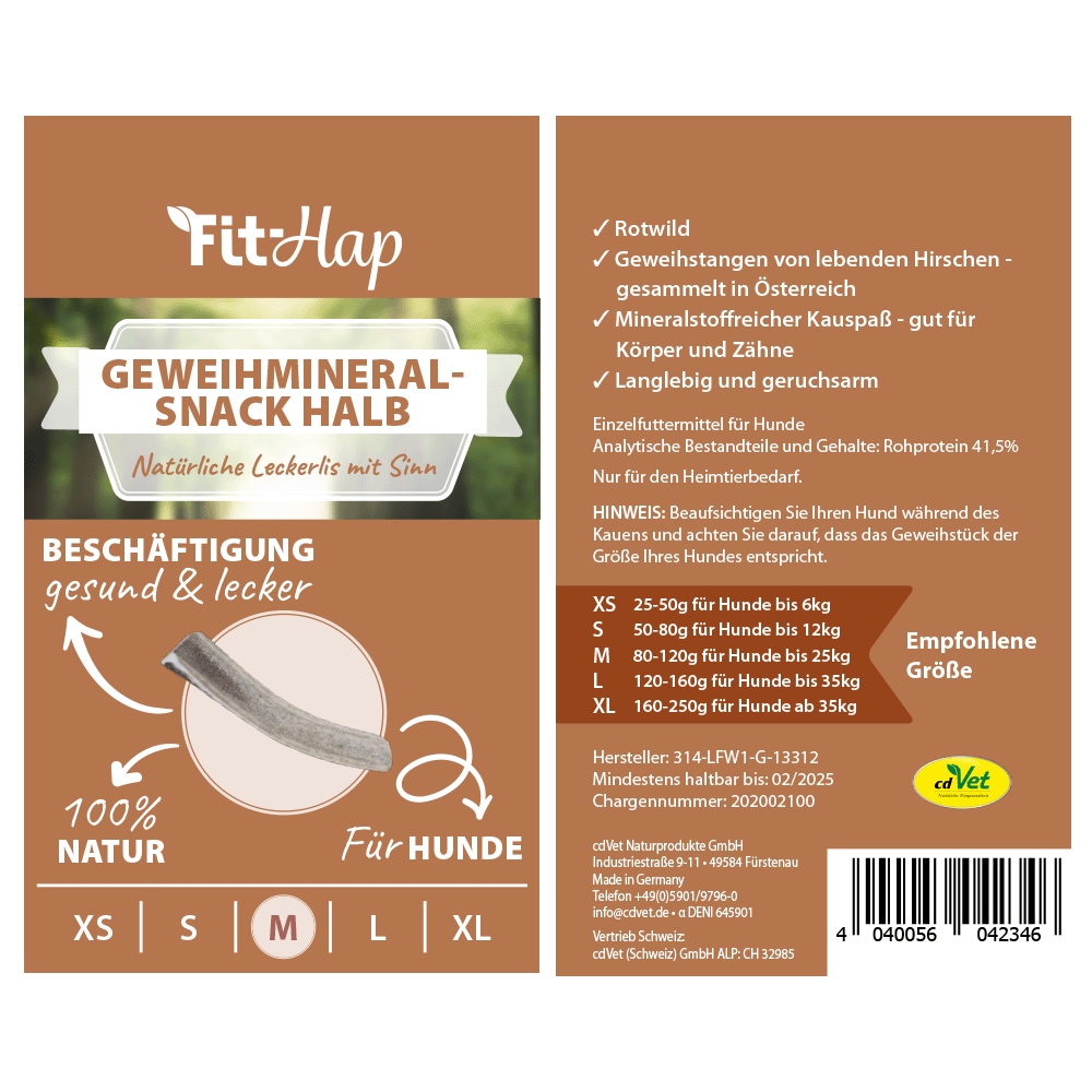 Fit-Hap Geweihmineral-Snack halb M (80-120 g)