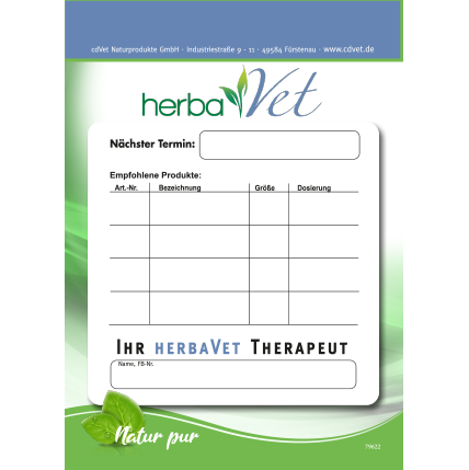 HerbaVet Terminblock für Fachberater, A6, 50 Blatt