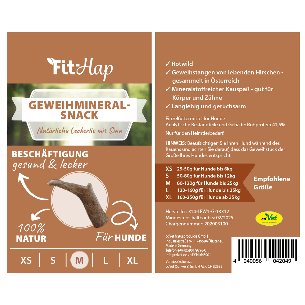 Fit-Hap Geweihmineral-Snack M (80-120 g)